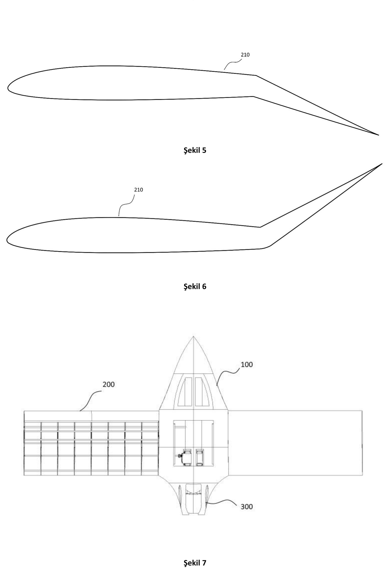 Arka spar döndükçe kanat profilinin yukarı ve aşağı eğilmesi (patent çizimi).